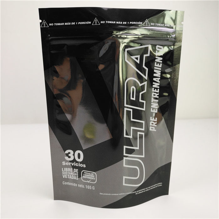 चमकदार काले एल्यूमीनियम पन्नी Mylar प्लास्टिक स्थायी थैली स्वनिर्धारित लोगो