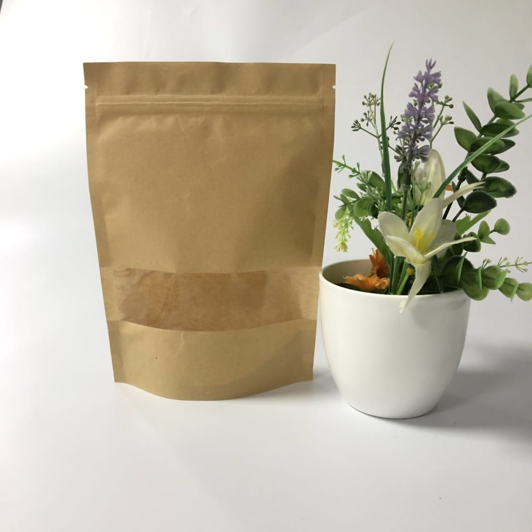 खाद्य भंडारण सील क्राफ्ट जिपलॉक पाउच कस्टम लोगो खड़े हो जाओ