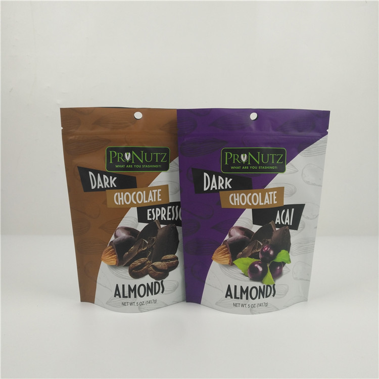 चॉकलेट बार के लिए फूड ग्रेड जिपर प्लास्टिक कस्टम प्रिंटेड पाउच