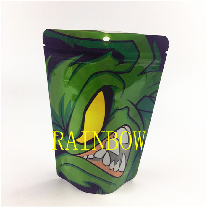 कस्टम लोगो के साथ 200pcs MOQ डिजिटल प्रिंटिंग 7g चाइल्डप्रूफ हीट सील एल्यूमीनियम पन्नी खाद्य mylar बैग