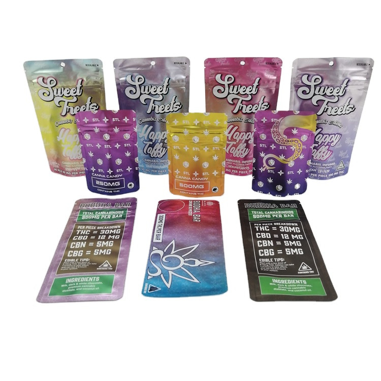 SGS 120mic MOPP चिल्ड्रेन रेसिस्टेंट Mylar बैग 500mg VMPET कैंडी एडिबल्स