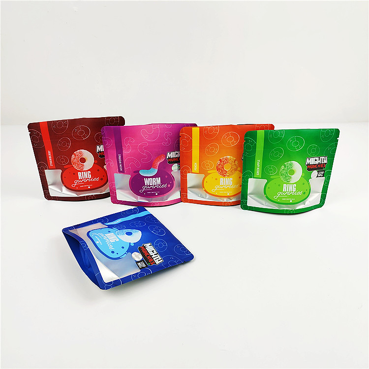 14 जी सीबीडी एसजीएस गंध प्रूफ फोइल बैग 80 एमआईसी गमी माइलर पैकेजिंग बैग: