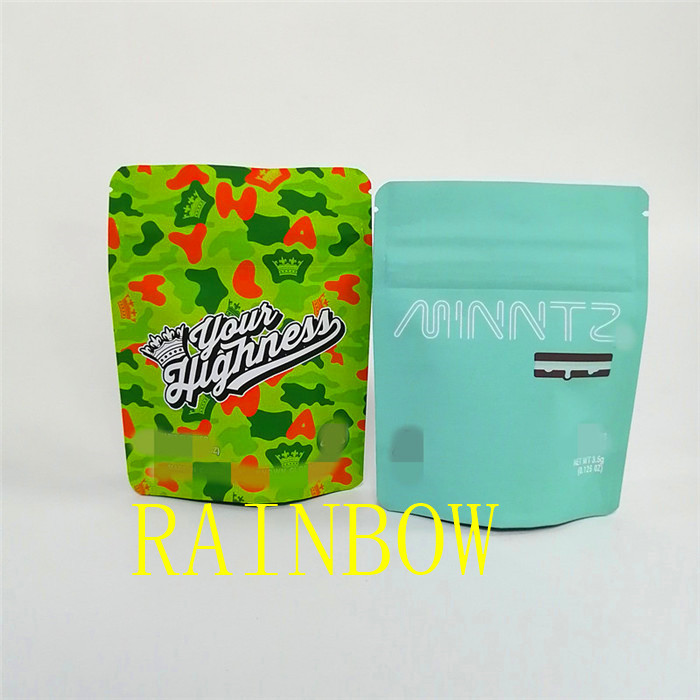 3.5 ग्राम सॉफ्ट टच ब्लैक मैट चाइल्ड प्रूफ जिपर पैकेजिंग बैग / वीड स्टैंड अप पाउच पैकेजिंग बैग: