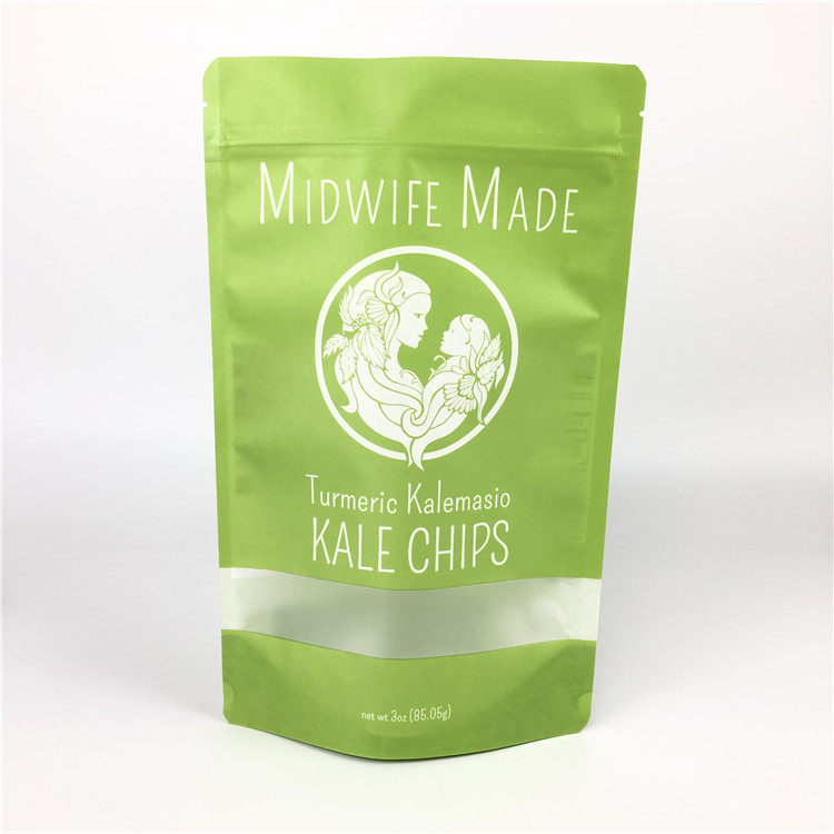 कस्टम मुद्रित खाद्य ग्रेड स्पष्ट खिड़की के साथ ज़िप लॉक सील प्लास्टिक पन्नी बिस्कुट चिप्स पेपर पैकेजिंग बैग खड़े हो जाओ