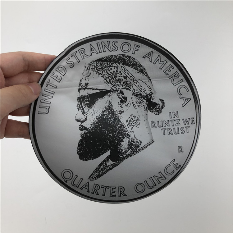 सॉफ्ट टच प्लास्टिक 3.5g पैक Mylar बैग्स जिपलॉक राउंड शेप 7g कुकीज पाउच के साथ अनियमित पाउच को काटें