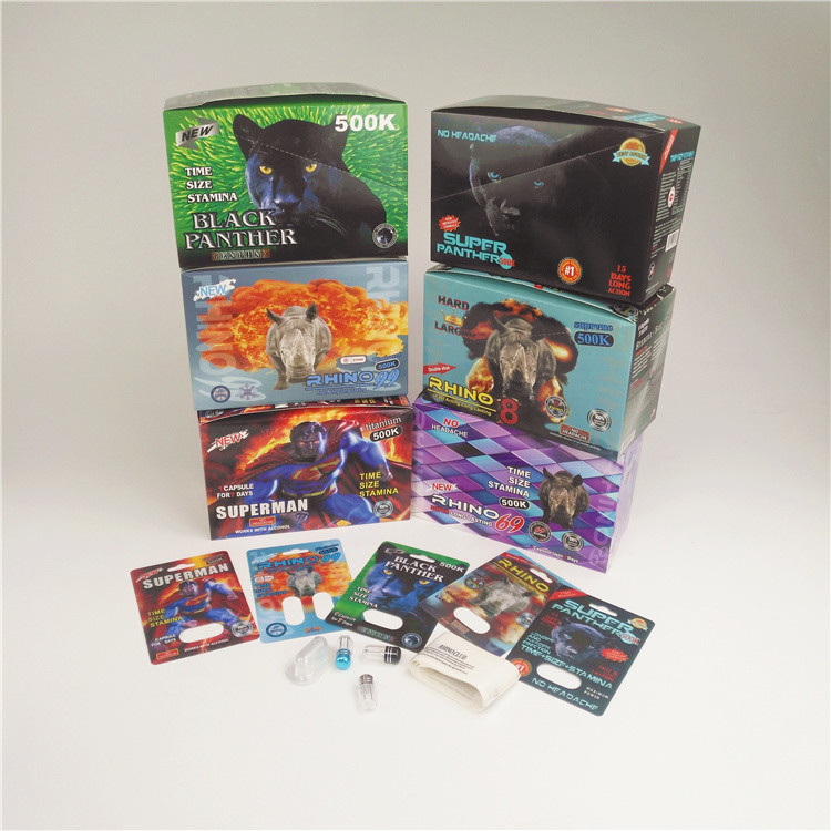 90mic गोलियां पेपर कार्ड 3D कार्ड राइनो 7 प्लास्टिक कैप्सूल ब्लिस्टर होलोग्राफिक