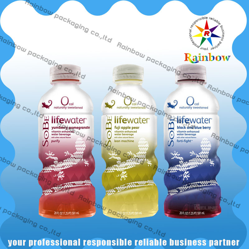 पीना बोतल सिकोड़ें लपेटें आस्तीन कस्टम प्रिंटिंग हीट सेंसिटिव वॉटरप्रूफ