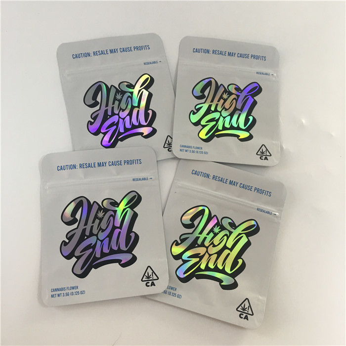 मुद्रित 3.5 जी गंध सबूत प्लास्टिक पाउच अनियमित आकार खाद्य माइलर बैग