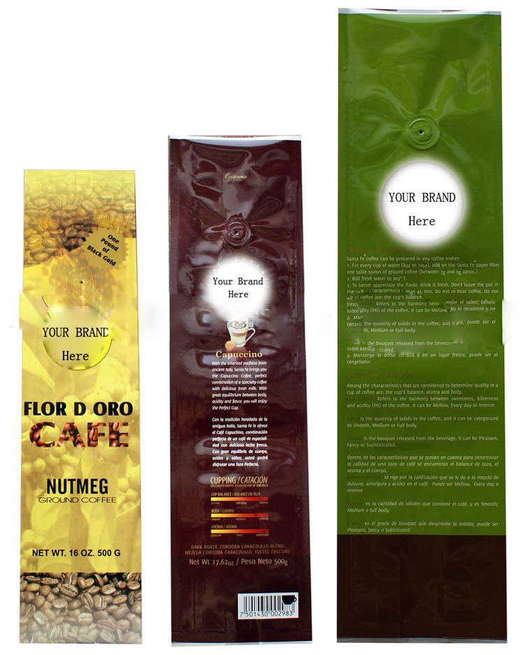 कस्टम कॉफी बीन प्लास्टिक पाउच पैकेजिंग के साथ Degassing वाल्व साइड Gusset