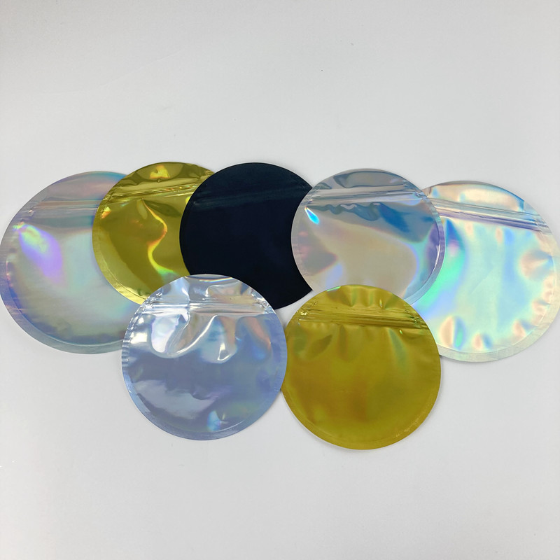 Resealable होलोग्राफिक मायलर एल्युमिनियम फॉयल बैग्स डाई कट कस्टम शेप्ड 3.5G