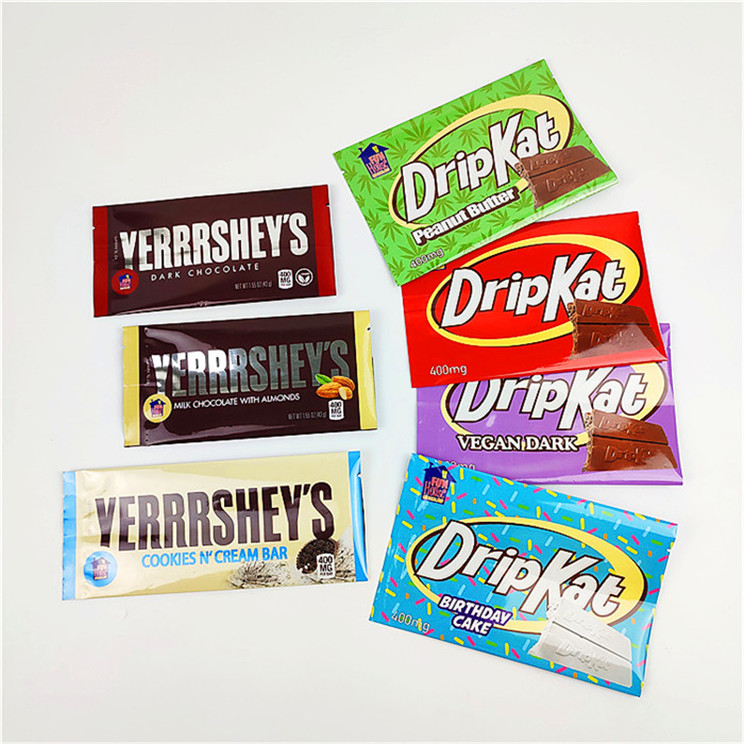 चॉकलेट बार 400mg . के लिए कस्टम मुद्रित Mylar Edibles स्नैक बैग पैकेजिंग